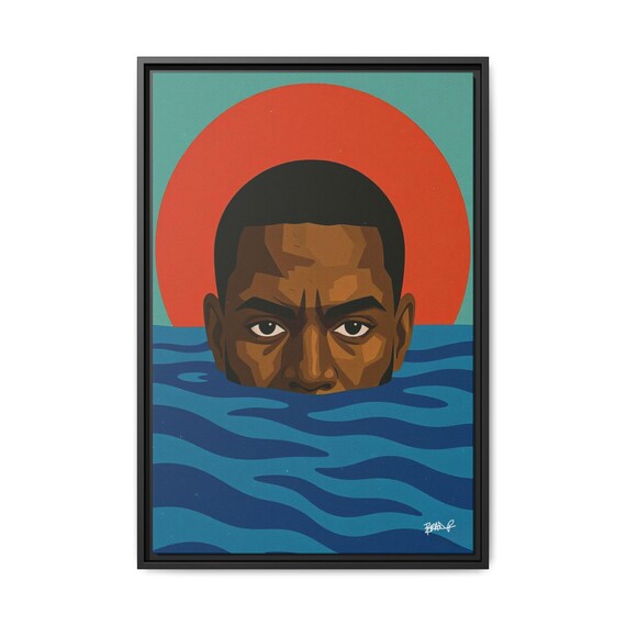 Drowned Light, Black Gaze - Digital Art on Matte Canvas