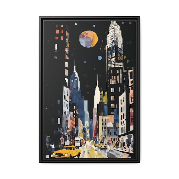 Moon Over Midtown - Digital Art on Matte Canvas