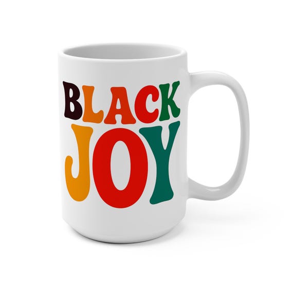 Black Joy - Festive Retro Holiday Drinkware, Christmas Coffee Cup, Winter Tea Mug