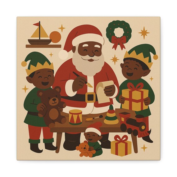 Santa's Toy Shop Canvas Print – Holiday Home Decor