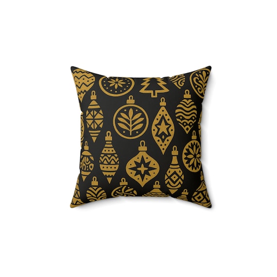 Gold Luxe Ornaments Pattern, Home Decor, Throw Pillow, Sofa Accent, Holiday