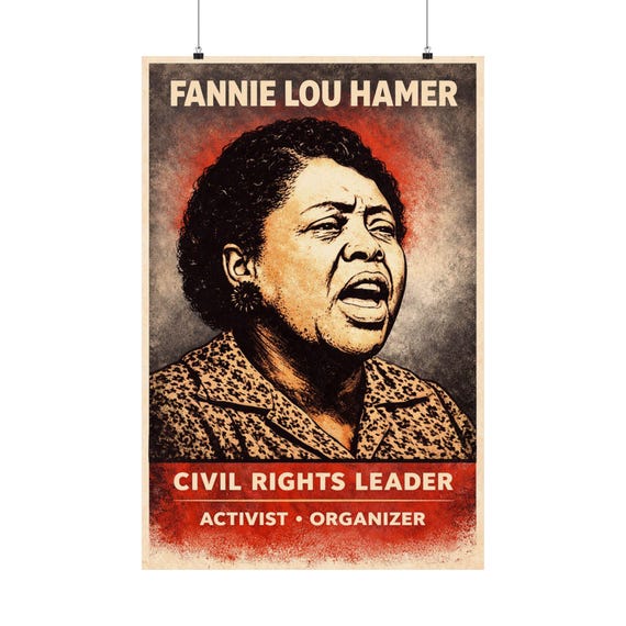 Fannie Lou Hamer Quote Poster - Civil Rights Art, Giclée Print