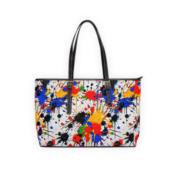 Abstract Paint Splash PU Leather Shoulder Bag