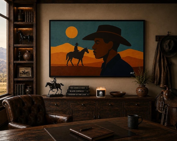 Profile of the Plains (Black Cowboy Series) - Digital Art on Matte Canvas