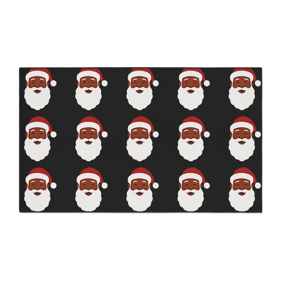 Black Santa pattern Heavy Duty Floor Mat | Christmas holiday doormat