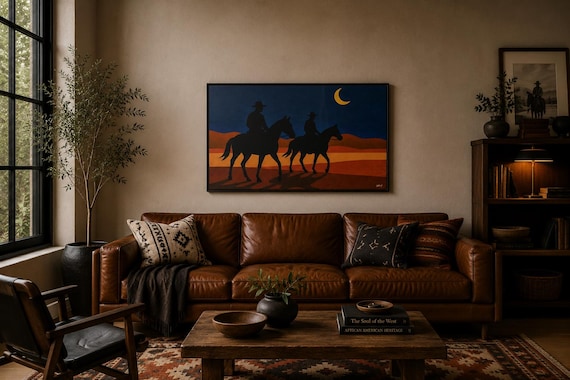 Night Riders of the Low Moon  (Black Cowboy Series) - Digital Art on Matte Canvas