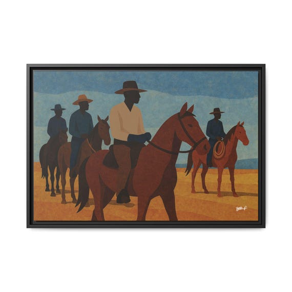 Riders in the Open Light (Black Cowboy Series) - Digital Art on Matte Canvas