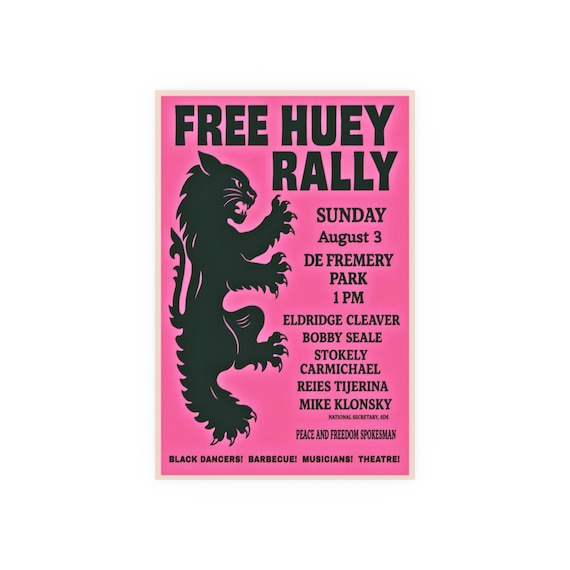 Free Huey Rally -  Retro Poster, African American Art Print