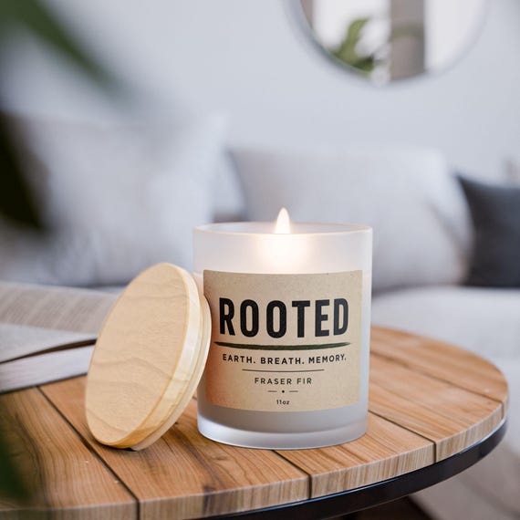 Rooted Fraser Fir Candle Frosted Glass Candle | 11oz, Wooden Lid