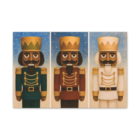 Nutcracker Soldiers I Canvas Stretched | Holiday Wall Art, Trio Panel