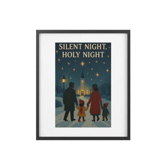 Silent Night, Holy Night  Wall Art - Winter Holiday Framed Poster, Christmas Decor