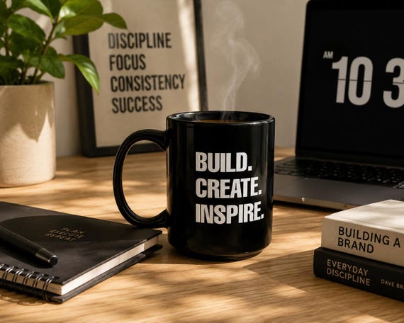 Build. Create. Inspire. -  Inspirational Statement Mug, 15oz