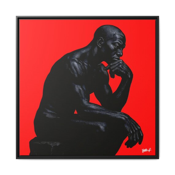 Thinker in Obsidian - Digital Art on Matte Canvas