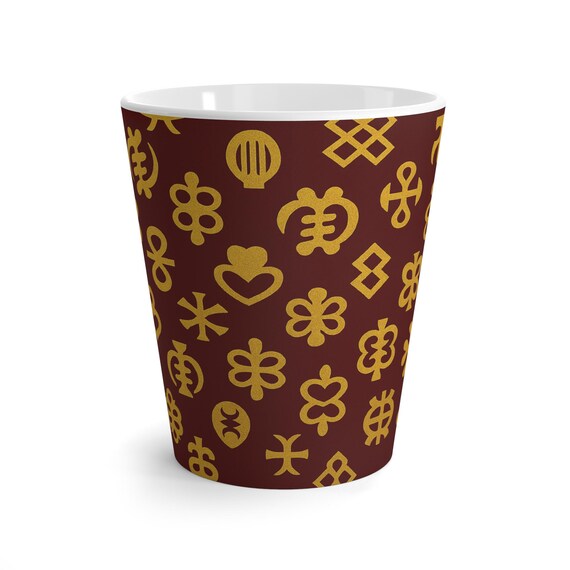 Gold Adinkra Symbols Motif Pattern -  Latte Mug