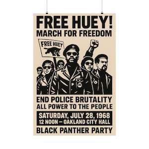 Huey Black Panther Party Poster: Civil Rights Movement, Political Wall Art