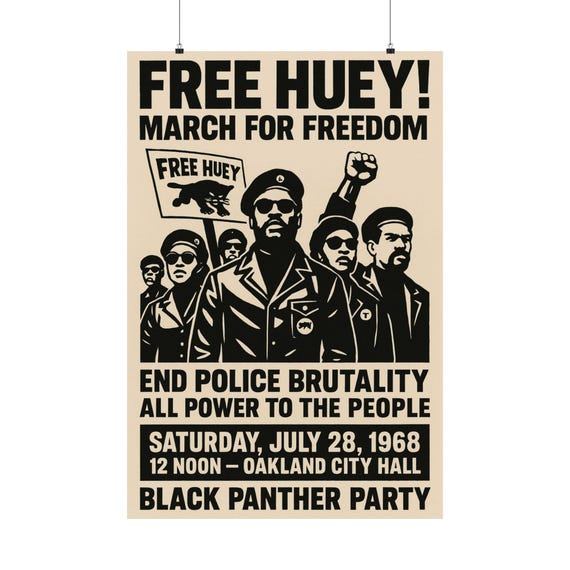 Huey Black Panther Party Poster: Civil Rights Movement, Political Wall Art