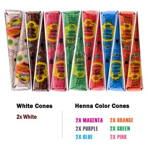 2 White Henna + 12 Multi Color Henna Cones Tattoo Kit Temporary Body Art Mehandi Ink