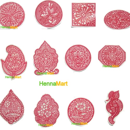12 Henna Reusable Stencils for Application of Henna Designs Etsy