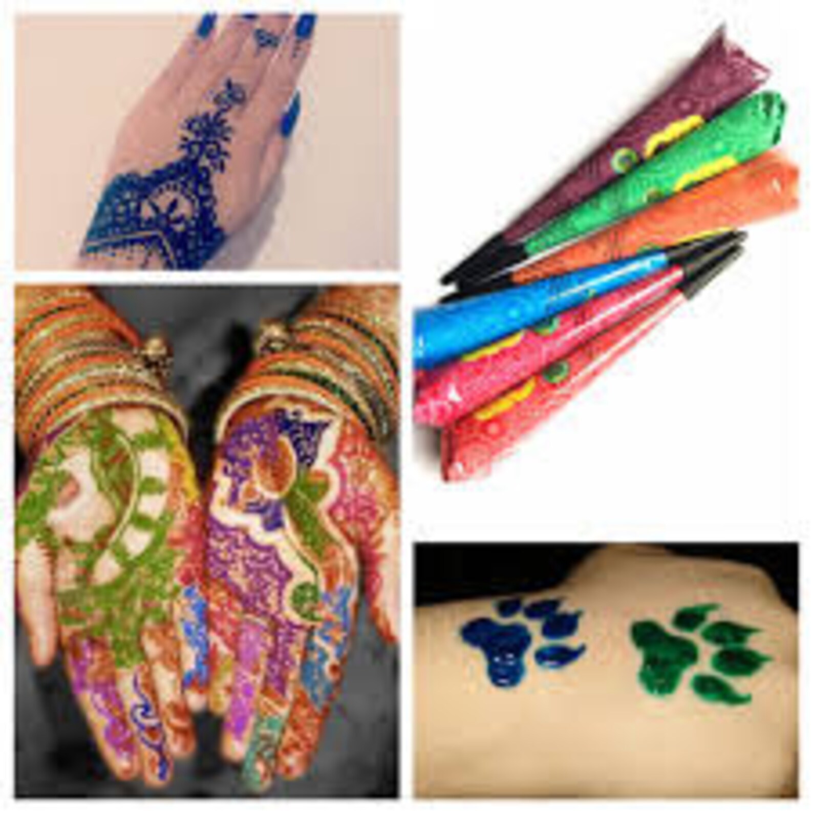 2 White Henna 12 Multi Color Henna Cones Tattoo Kit Etsy