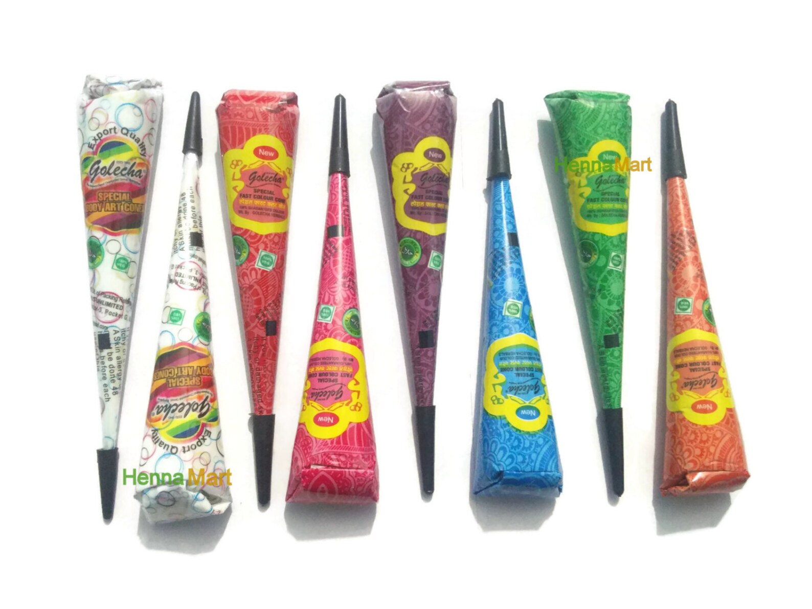 2 White 6 Color Henna Cones Tattoo Kit Temporary Body Ink Etsy Canada