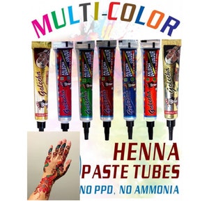 Henna Tubes Multi Color Body Art Temporary DesignTattoo Mehendi Golecha Herbal Henna Ink DIY