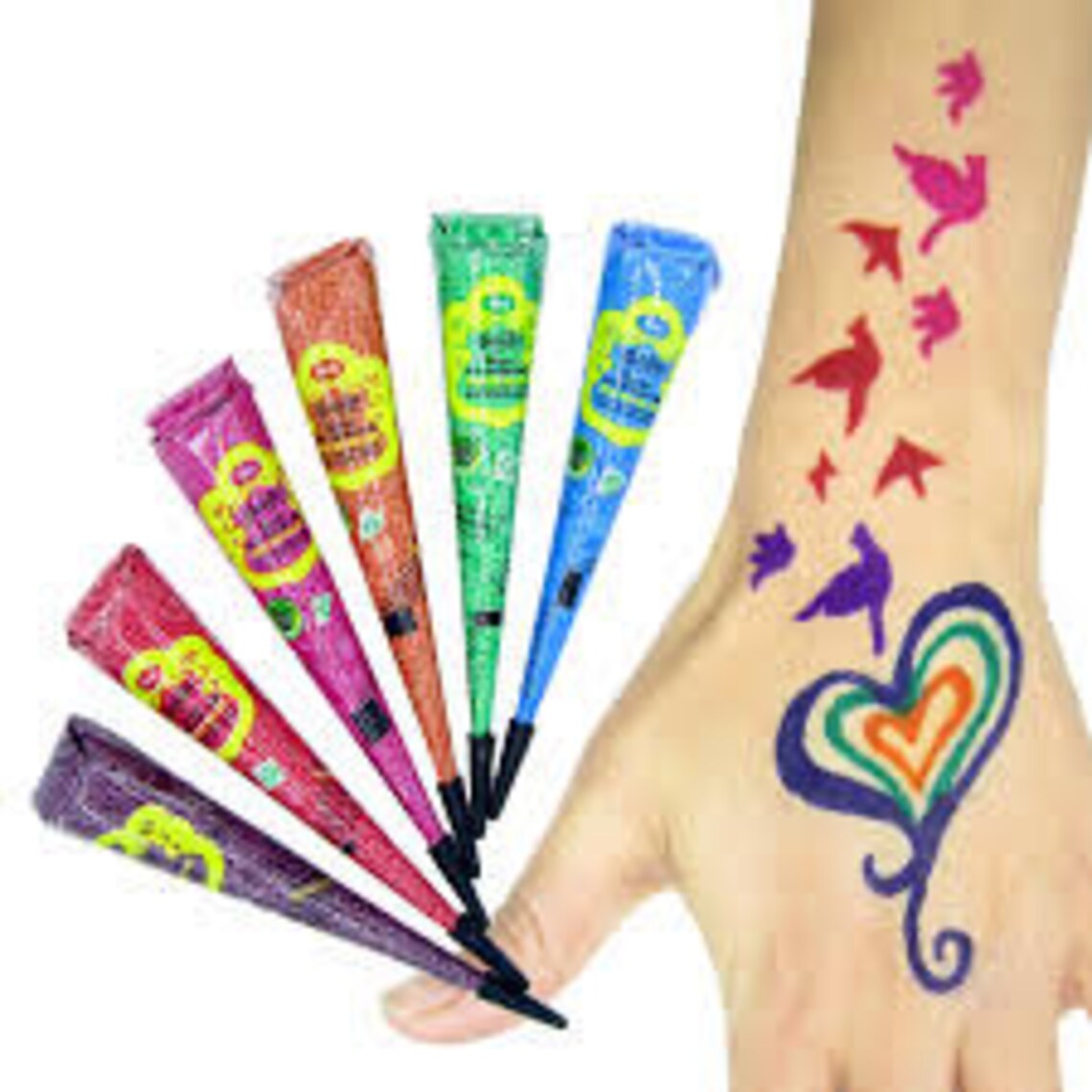6 Colored Natural Henna Herbal Cones Instant Temporary Tattoo Etsy