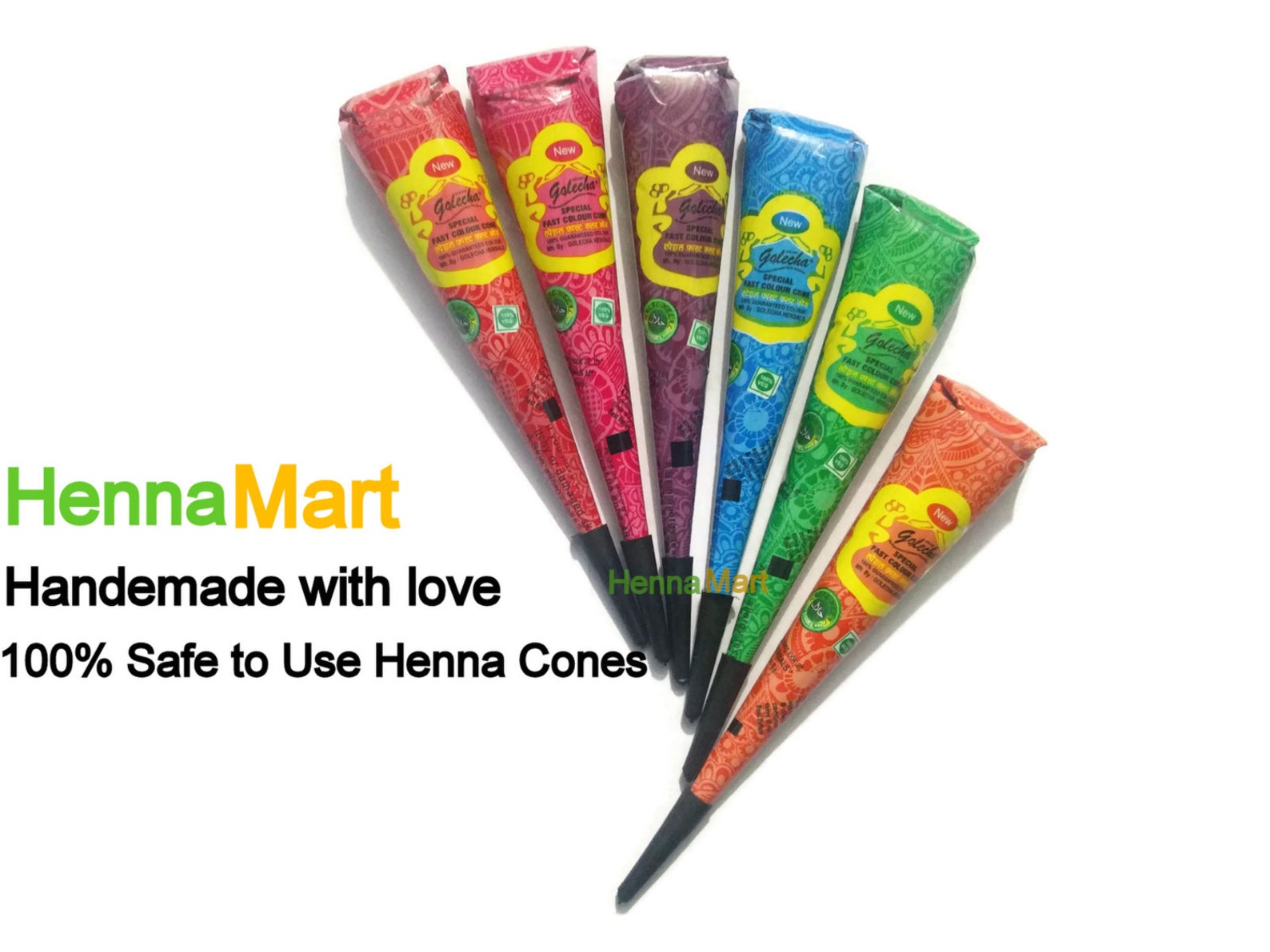 6 Color Henna Cones 4 Stencil Henna Tattoo Kit Temporary Etsy