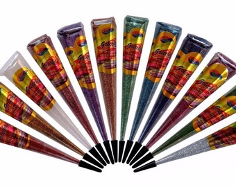 Glitter Tattoo Cones: Multi Color Temporary Body Art - Bridal Decor