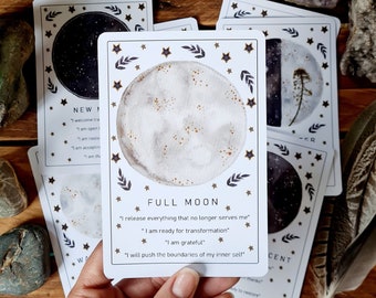 Moon phases affirmation cards - affirmation cards - mindfulness deck - flash cards - self care - mental health cards - Monthly planner