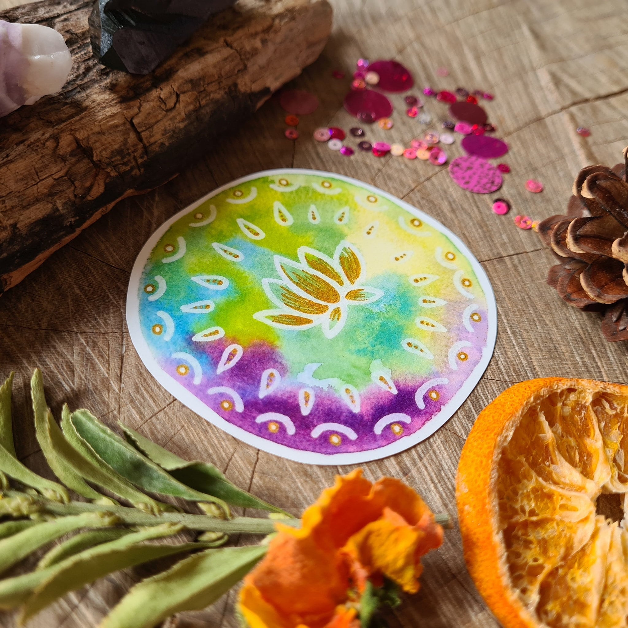 Tie Dye Lotus Flower Illustrated Vinyl Sticker Journal Etsy UK