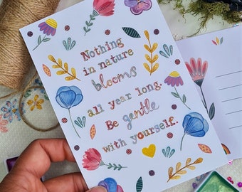 Be Gentle With Yourself postcard - Self Care Card - Kindness Card - Stationery