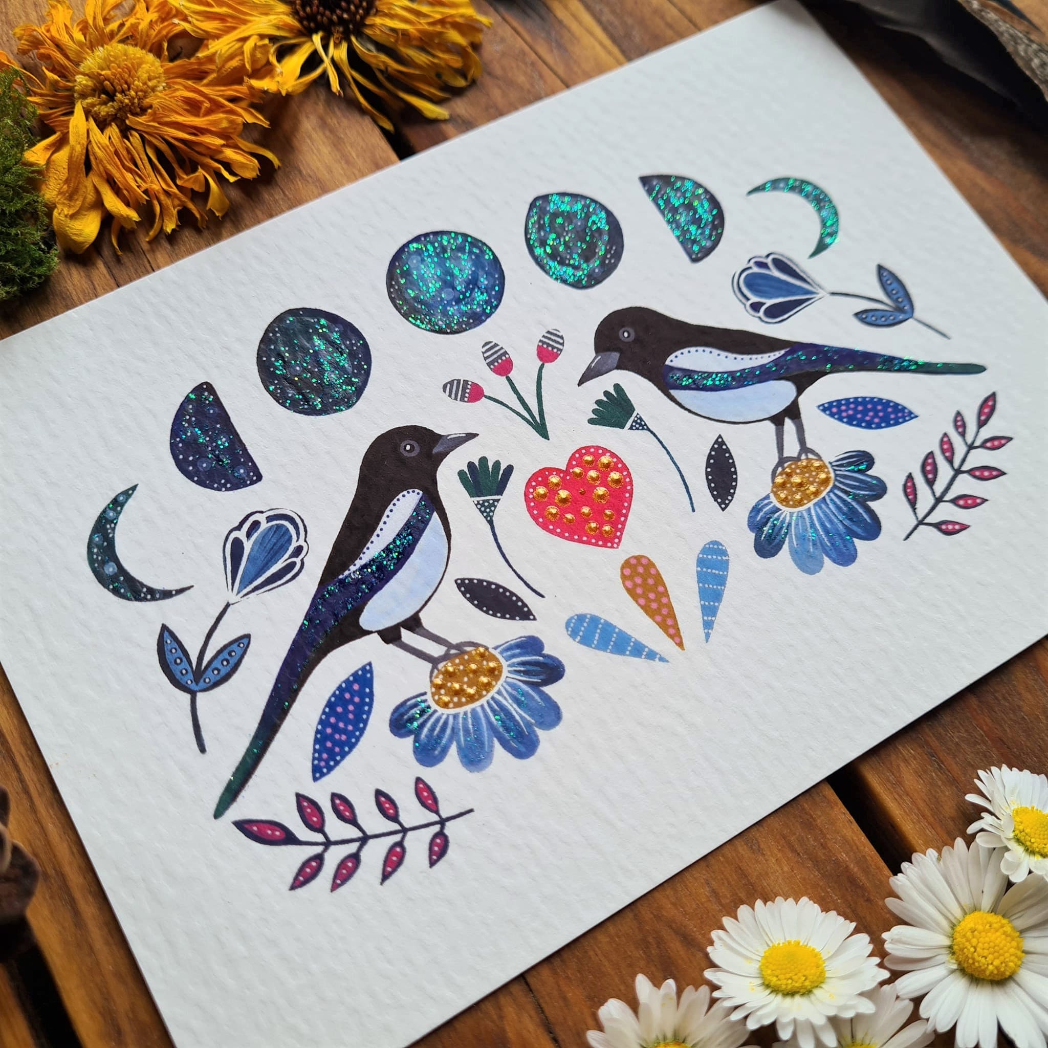 Two Magpies Art Print two for Joy Painting Magpie Poster - Etsy UK
