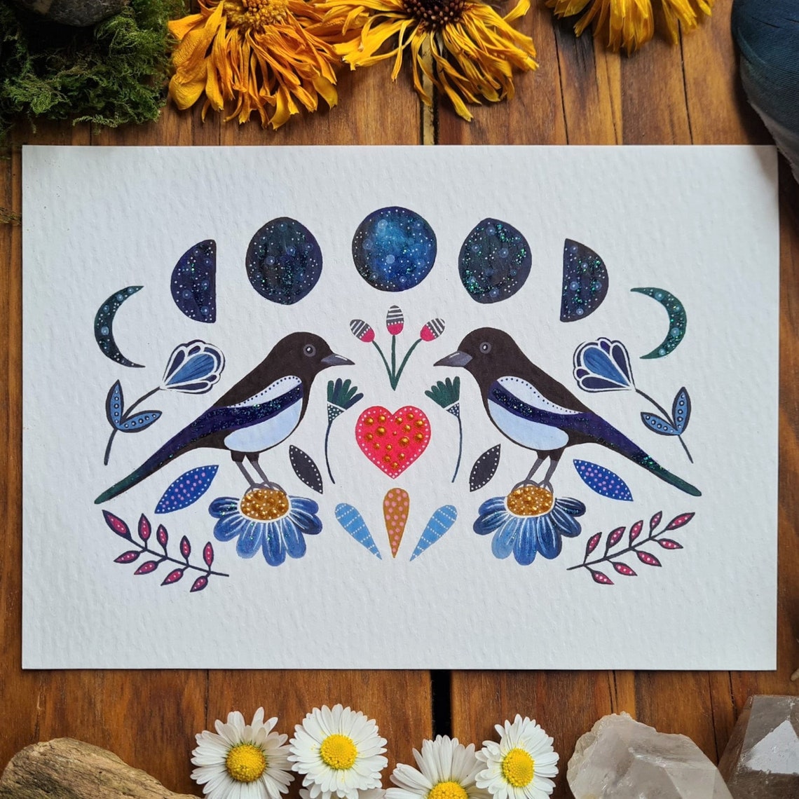 Two Magpies Art Print two for Joy Painting Magpie Poster - Etsy UK