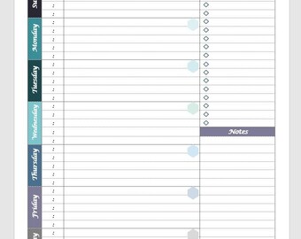 printable a5 horizontal weekly planner layout with daily etsy