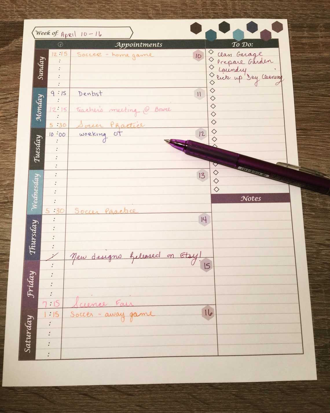 Weekly Planner | Printable Weekly Agenda Template | Week on One Page ...