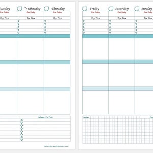 Weekly Planner Printable | Vertical Weekly Planner | Weekly Agenda Template | Week on two pages inserts | Letter | Instant Download