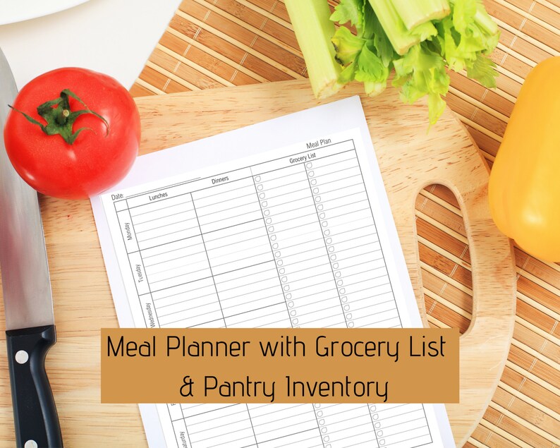 Meal Planner Grocery List Printable Meal Planner Pantry Etsy