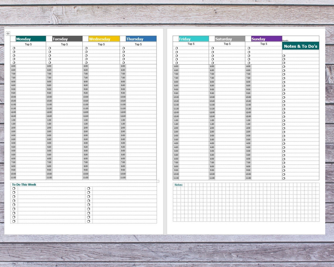UNDATED Vertical Weekly Planner | Printable Planner Inserts | Digital ...