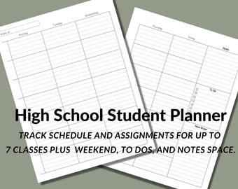 High School Homework Agenda | High School Student Agenda | Homeschool Planner | Homeschool Agenda | Student Planner | Teen Planner