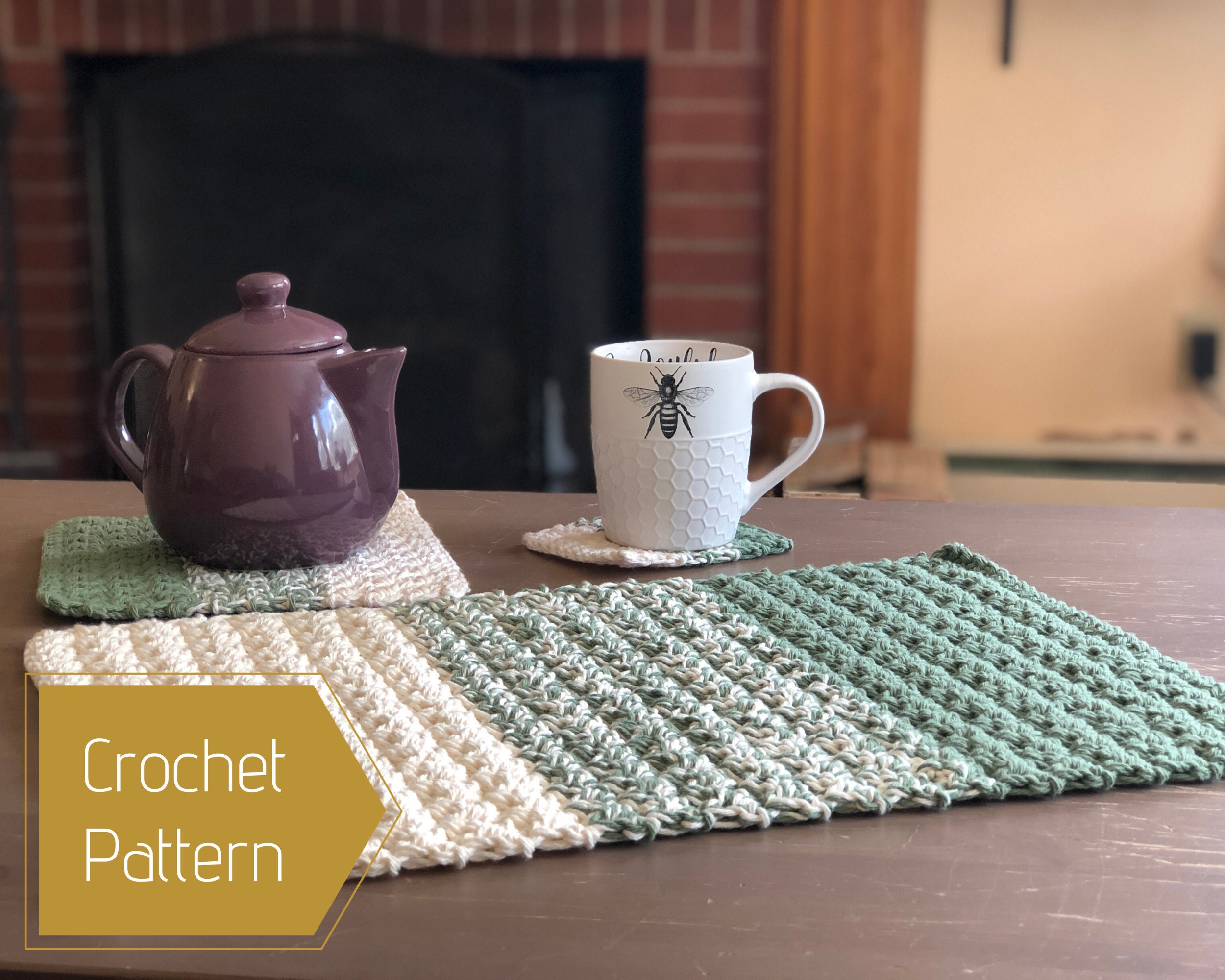 Crochet Pattern Ombre Dish Drying Mat Crochet Kitchen Etsy