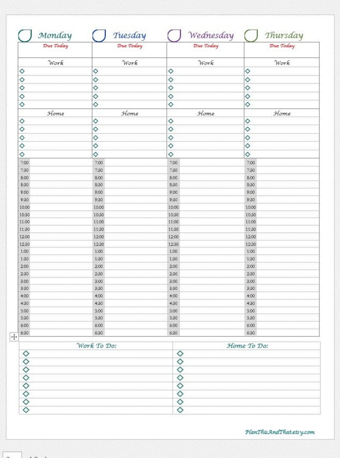 Weekly Planner Printable Weekly Agenda Template Week on - Etsy