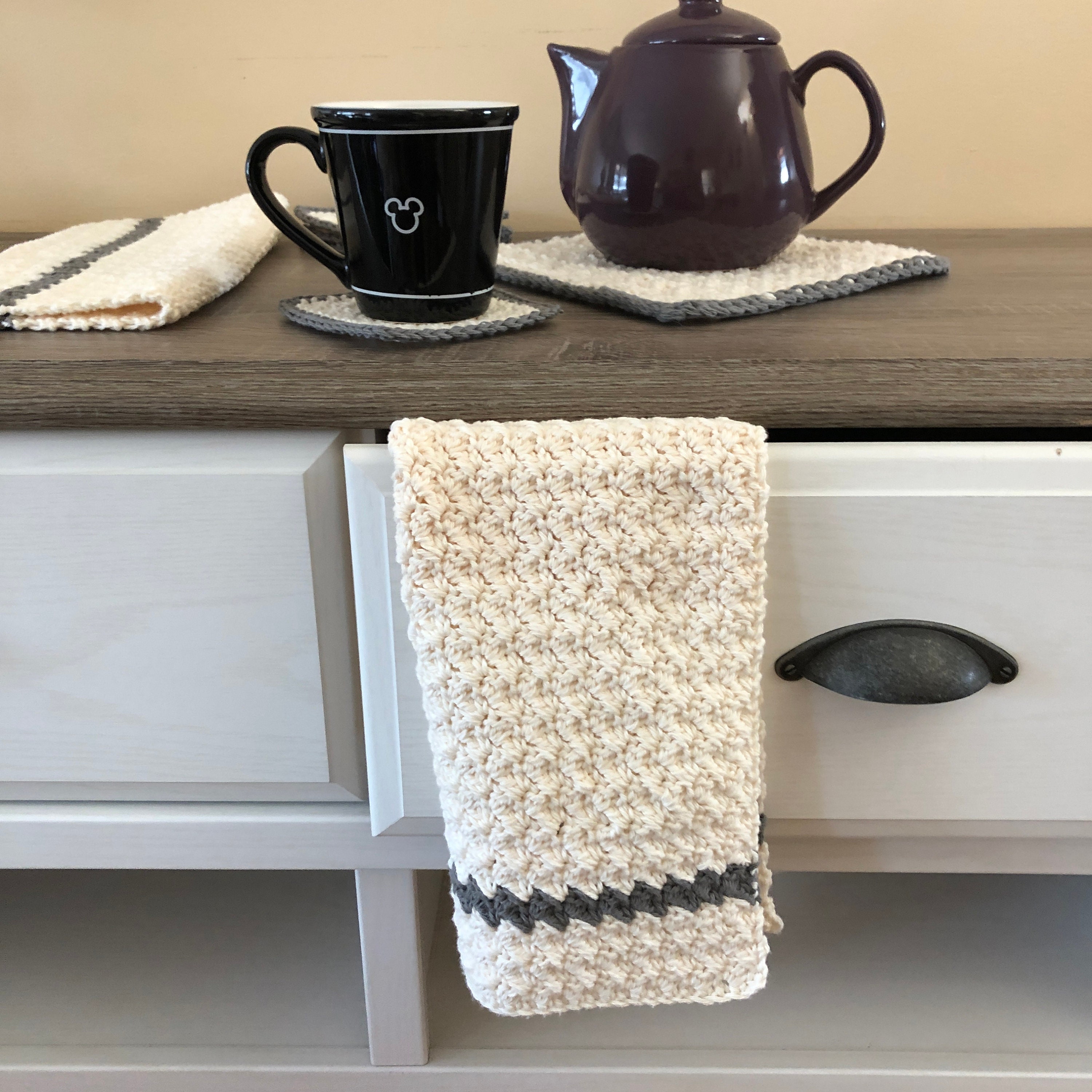 Crochet Pattern Farmhouse Dish Towels Crochet Kitchen Towel Crochet