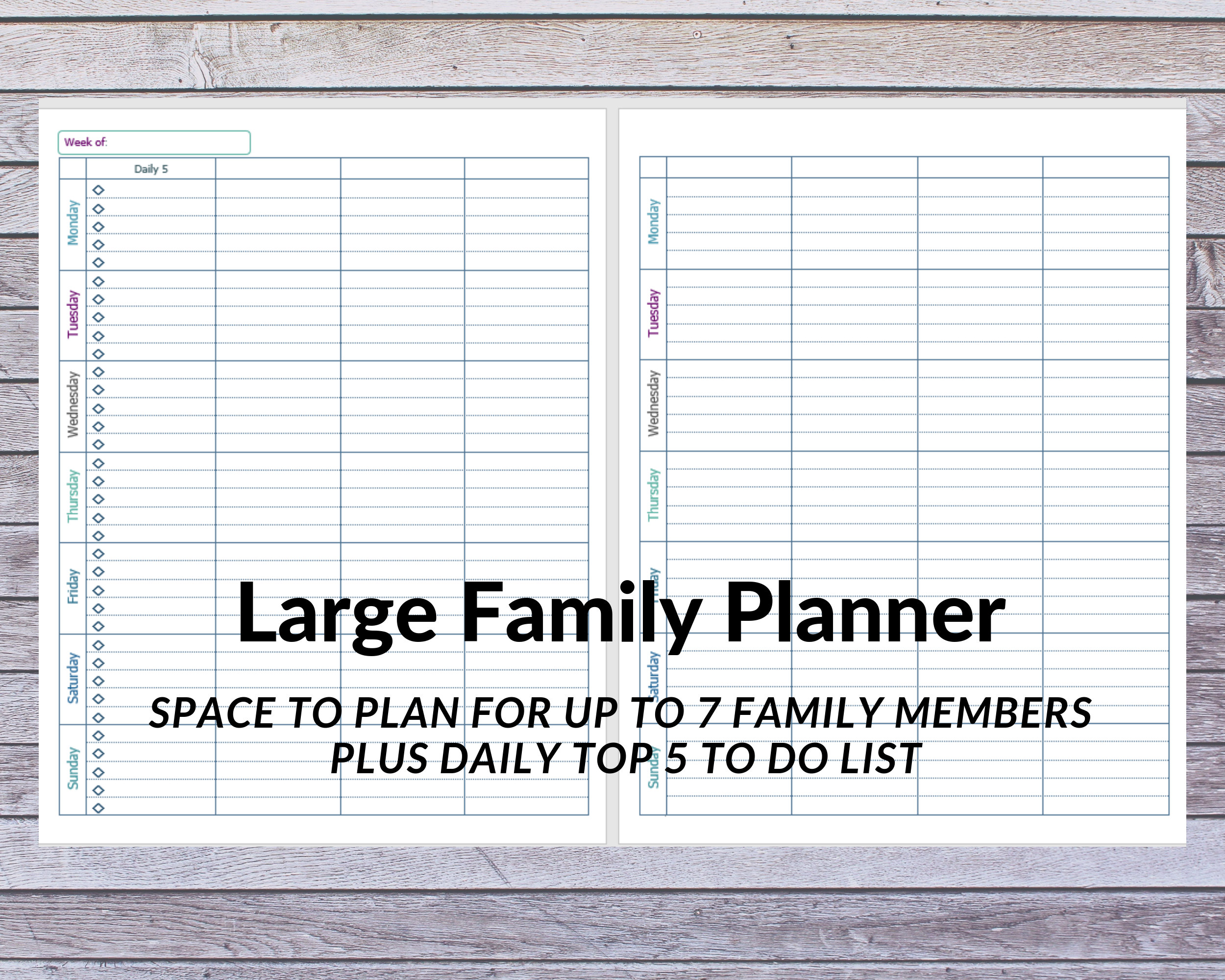 Weekly Family Calendar Large Family Family Calendar Etsy