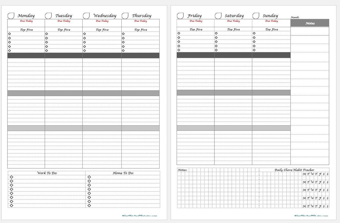Weekly Planner Printable Vertical Weekly Planner Weekly Agenda Template ...