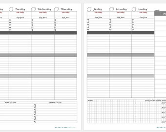 Weekly Planner Printable | Vertical Weekly Planner | Weekly Agenda Template | Week on two pages inserts | Letter | Instant Download