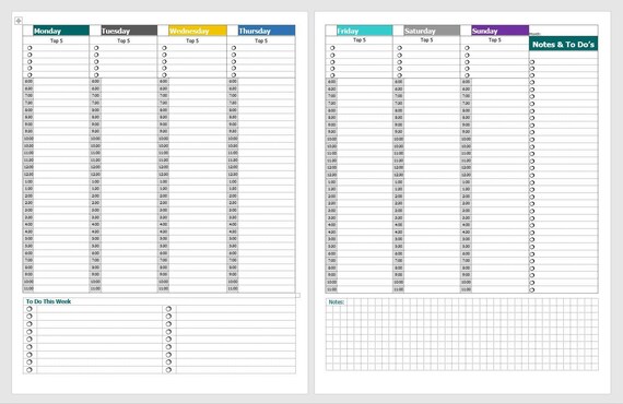vertical weekly planner with