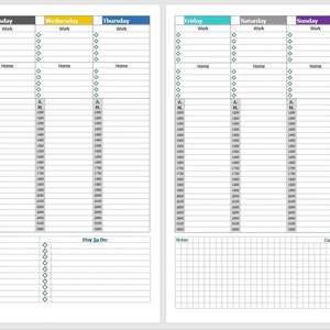 Planificateur vertical hebdomadaire avec suivi horaire de l'après-midi et suivi de la maison, du travail et des tâches/habitudes quotidiennes image 1