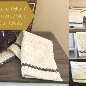 Crochet Pattern | Farmhouse Dish Towels | Crochet Kitchen Towel | Crochet Dish Cloth | Crochet Home Decor | Tea Towel | Dish Drying Mat