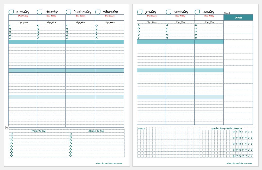 Weekly Planner Printable | Vertical Weekly Planner | Weekly Agenda ...