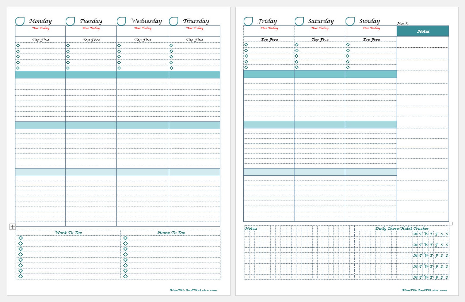 Weekly Planner Printable | Vertical Weekly Planner | Weekly Agenda ...